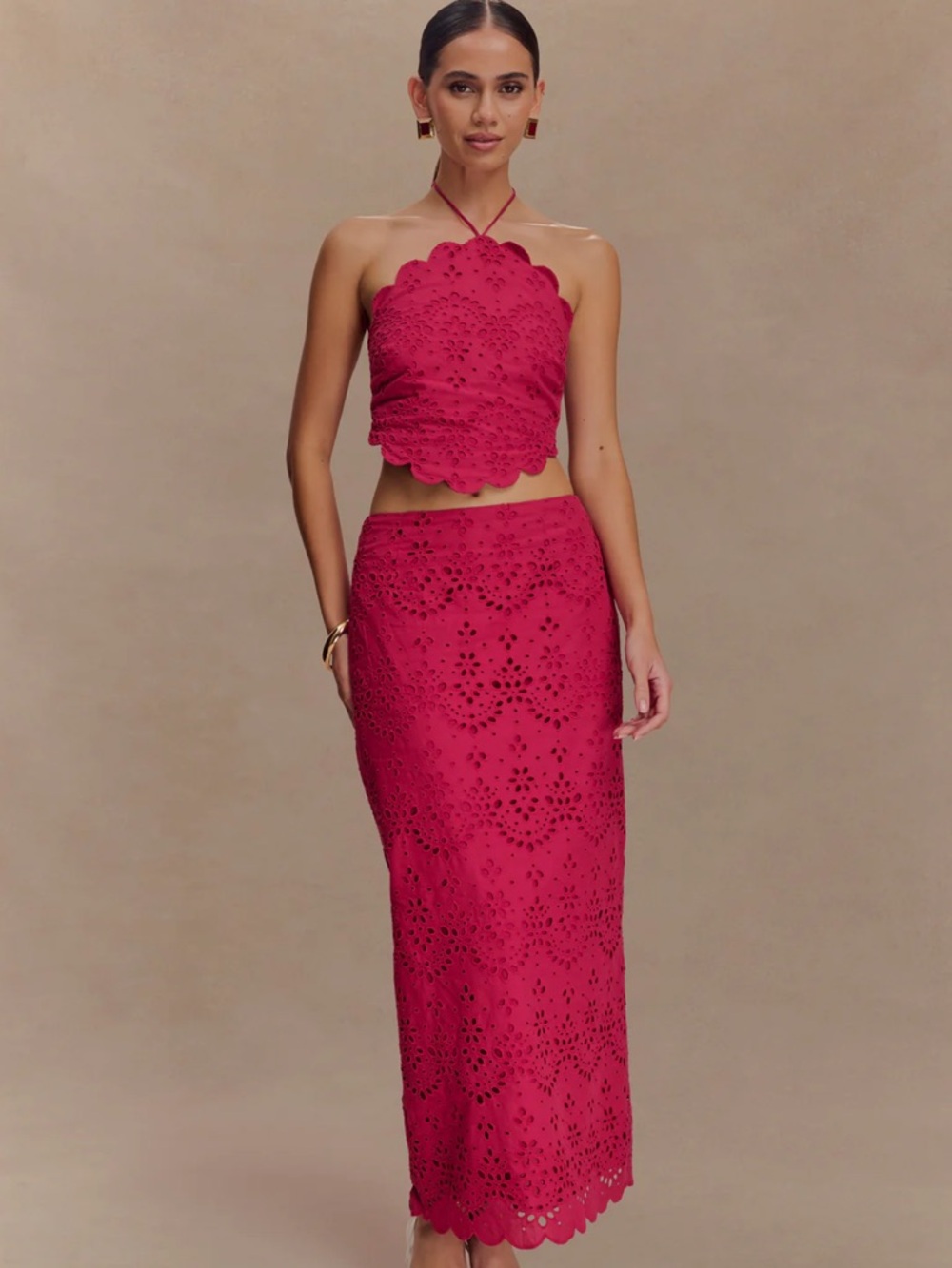 Meshki NWT Kensley Broderie Set in Dragonfruit